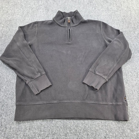 Eddie Bauer Gray Quarter Zip Pullover Sweatshirt Mens XL Ribbed Collar Casual - Picture 2 of 6